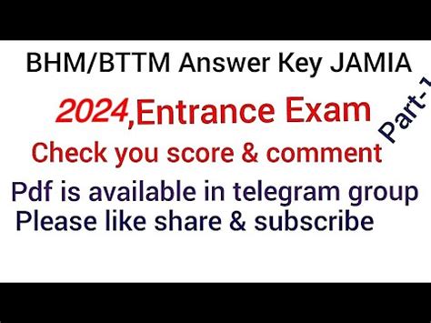 BTTM BHM Jamia 2024 Entrance Answer Key Part 1 YouTube