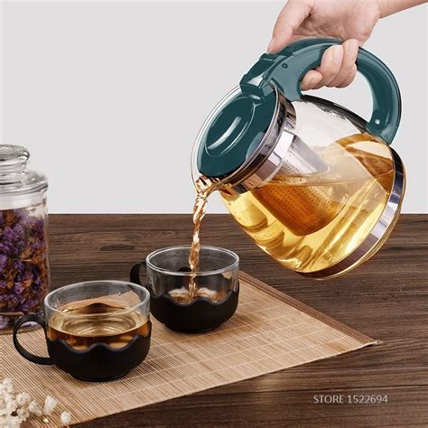 Tetera De Cristal De 15 L Colador De Té De Con Infusor Extraíble