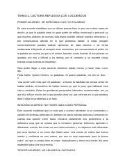 RESUMEN 4 ACUERDOS Docx TAREA 1 LECTURA REFLEXIVA LOS 4 ACUERDOS