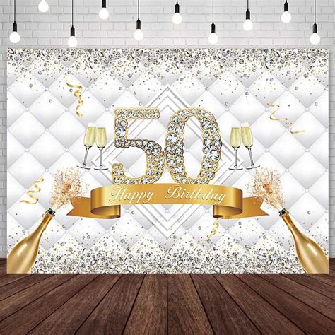 Amazon SENDY 7x5ft Happy 50th Birthday Backdrop Gold Silver