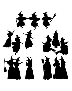 Cute Standing Witch Silhouette Clip Art