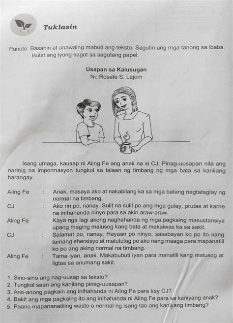 Solved Tuklasin Panuto Basahin At Unawaing Mabuti Ang Teksto Sagutin