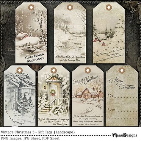 Digital Christmas Tags Printable Christmas Tags Vintage Etsy