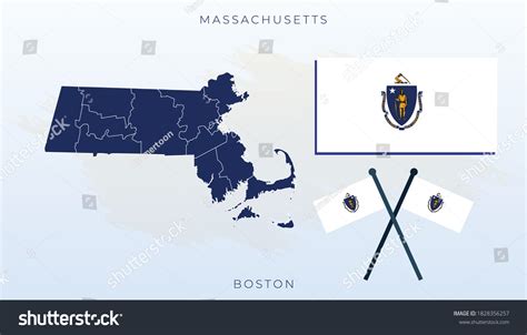 National Map Massachusetts Vector Flag Massachusetts Stock Vector Royalty Free 1828356257