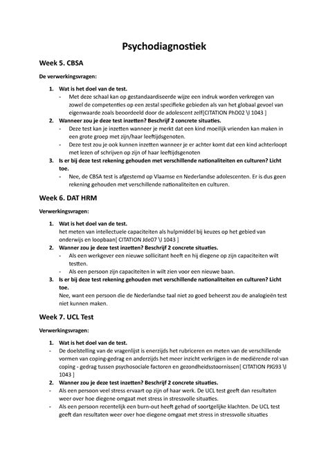 Psychodiagnostiek Ingeleverd Fontys Studeersnel