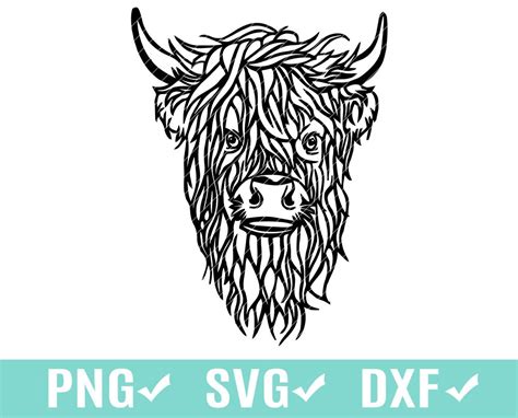 Highland Cow Svg Png Cutting Digital Filehighland Cattle Etsy