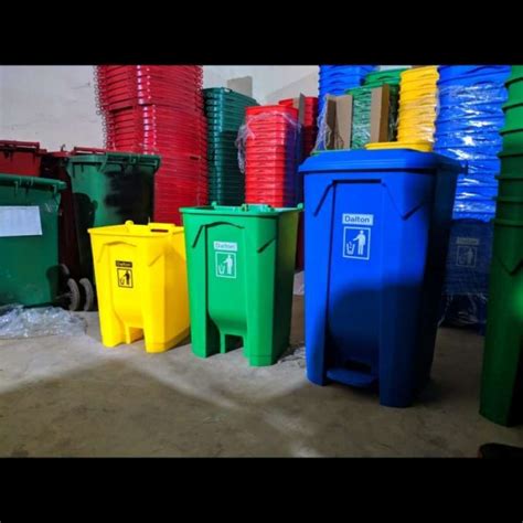 Promo Dust Bin Tong Sampah Injek Dalton Liter Biru Merah Hijau