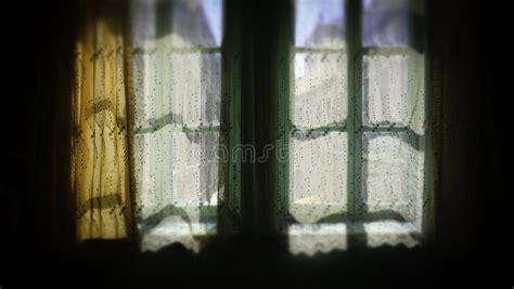 Daylight Hitting The Window Behind The Curtains Stock Image Image Of