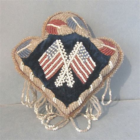 Patriotic Native American Indian Iroquois Mohawk Beadwork Pincushion