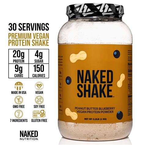 Snapklik NAKED Nutrition Naked Shake Peanut Butter Blueberry Protein Powder Plant Based