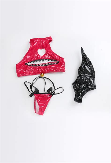 Women Sexy Night Vampire Valentine Lingerie Gothic Lingerie Pu Leather Unique Teeth Design