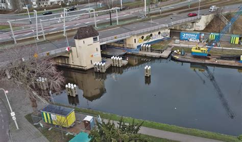 Voorbereiding Groot Onderhoud Hoornbrug Gezien Vanuit De Lucht Al Het