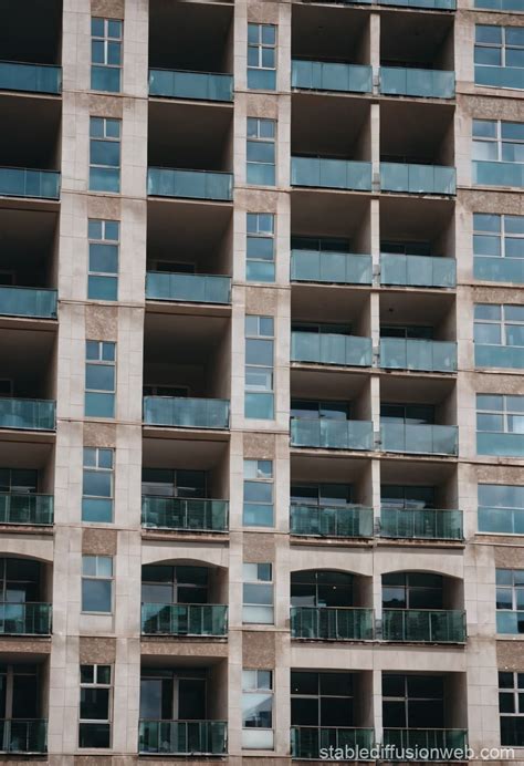 Ten Storey Building Facade With Shopping Center Stable Diffusion Online