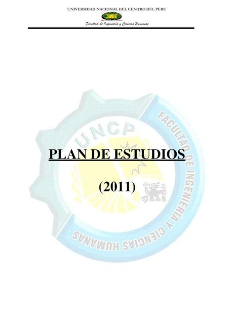 PDF PLAN DE ESTUDIOS 2011 Uncp Edu Pe PDF Filee UNIVERSIDAD