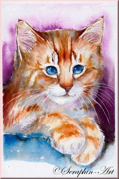 Katze Aquarell Zeichnung Aquarell Katze Rote Katze Katzen