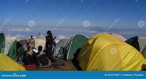 Camping Area at Mount Merbabu Editorial Photography - Image of sports ...