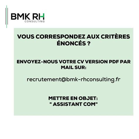 BMK RH RECRUTE ASSISTANT COMMUNICATION H F Y A Bara Offres D