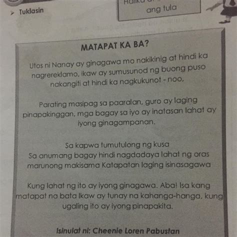 Ano Ang Tinutukoy Ng Tula Sa Iyong Palagay Bakit Ito Ang Ipinamagat Ng Manunulat Sa Tula Ano