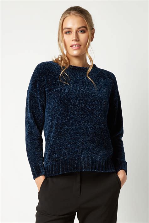 Chenille Jumper In Navy Blue Roman Originals Uk