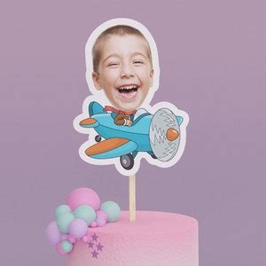 Cartoon Plane Cake Toppers Custom Birthday Party Cake Toppers Party