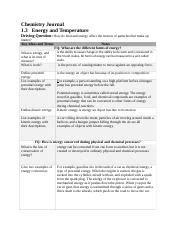 Chem Journal Docx Chemistry Journal Energy And Temperature