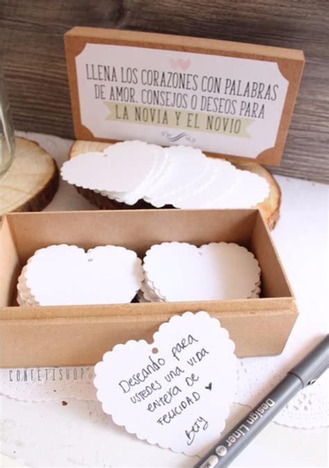 Caja Con Corazones Para Firmas De Bodas Tipo Libro De Firmas