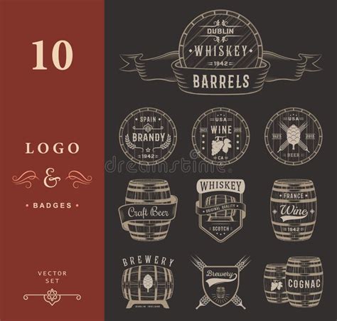 Set Of Vector Cask Alcohol Emblems Stock Illustration Illustration Of