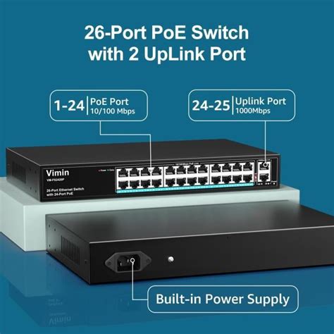 Vimin Commutateur Poe Ports Fast Ethernet Avec Ports Montants