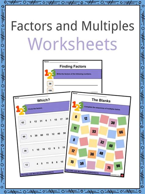 Multiples And Factors Worksheets