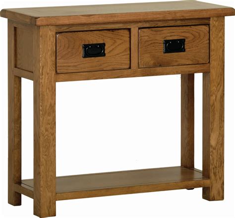 Rustic Oak 2 Drawer Console Hall Table