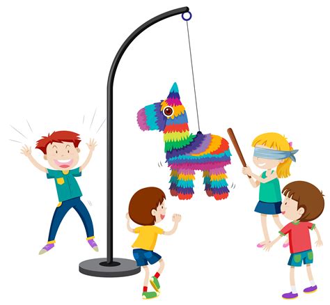 children playing pinata party game 292365 Vector Art at Vecteezy