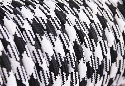 Fabric Cable Round Patern Black White Baran Kablo A Ş