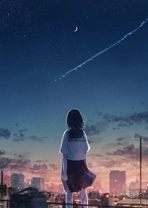 Dusk On Anime Art In 2019 Anime Sad Girl Scenery Hd Phone Wallpaper