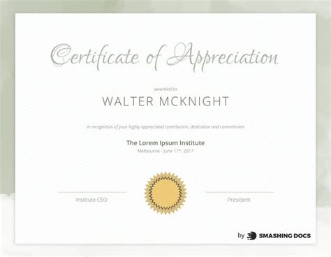 Certificate Of Appreciation Templates