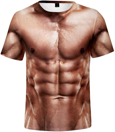 Hytr 3d Camisetas Divertida Del Músculo 3d Hombres Camiseta De Fitness De Manga Corta De Verano