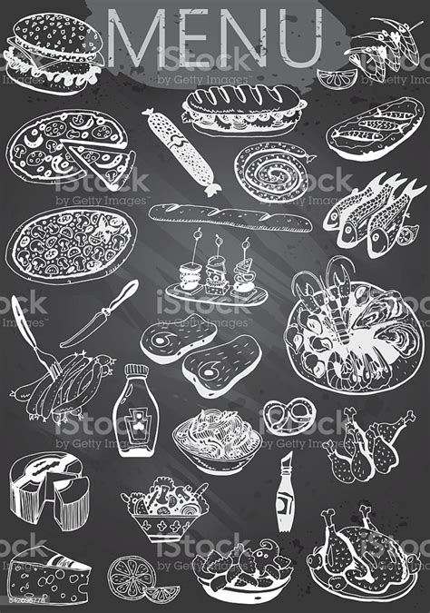 Handdrawn Chalkboard Menu Stock Illustration Download Image Now