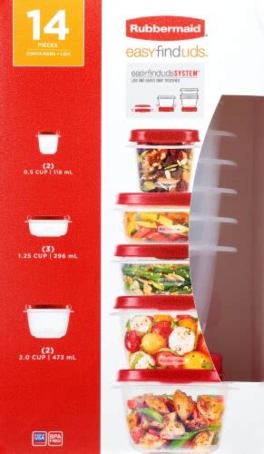 Rubbermaid Easy Find Lids Set - Clear/Red, 14 pc - Ralphs