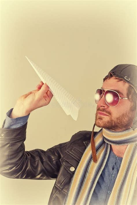 Aviator Man Paper Plane Stock Image Image Of Blue Aeroplane