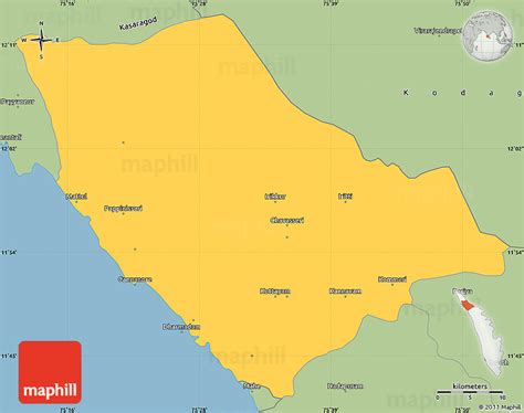 Savanna Style Simple Map of Kannur (Cannanore)