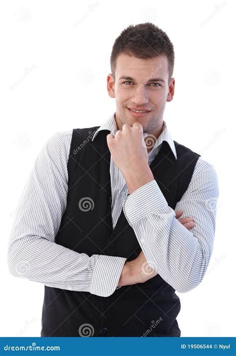 Portrait Of Casual Businessman Smiling Stock Photo Image Of Face