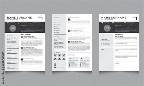 Professional Resume Layouts And Cover Letter Set With Creative Resume