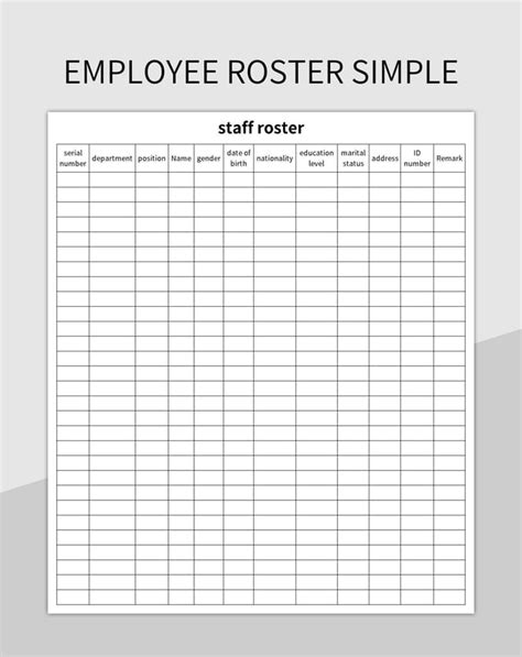 Free Employee Roster Templates For Google Sheets And Microsoft Excel