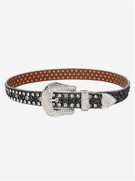 Thesupermade Studded Rhinestone Hip Hop Belt 1691