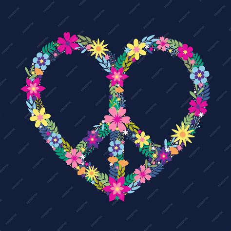 Corazón Floral Símbolo De Paz Icono Diseño De Logotipo De Flores Día Mundial De La Paz Emblema