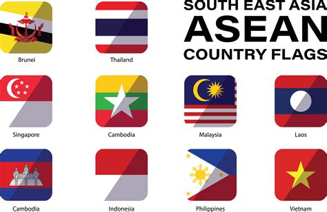 South East Asia Asean National Country Flags Set 17050626 Vector Art At Vecteezy