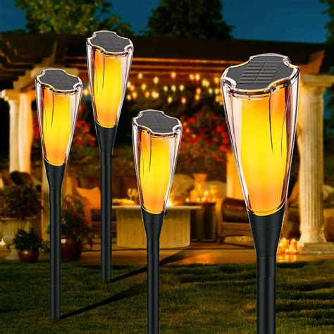 IP65 Waterproof Automatic On Off LED Solar Flame Garden Torches Lights