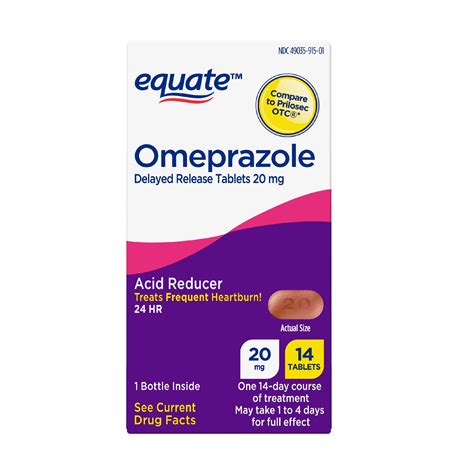 Equate Omeprazole Delayed Release Tablets 20 mg, Acid Reducer, 14 Count ...