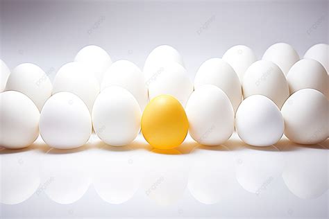 White Egg On A Table With Many Eggs Background Ball Missing No