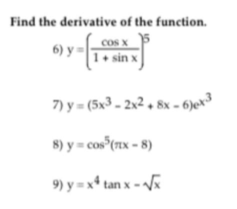 Solved 7 Y 5x3 2x2 8x 6 Ex3 Find The Derivative Of