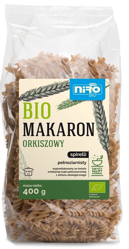 Makaron Orkiszowy Pełnoziarnisty Spirelli BIO 400g Niro Delikatesy